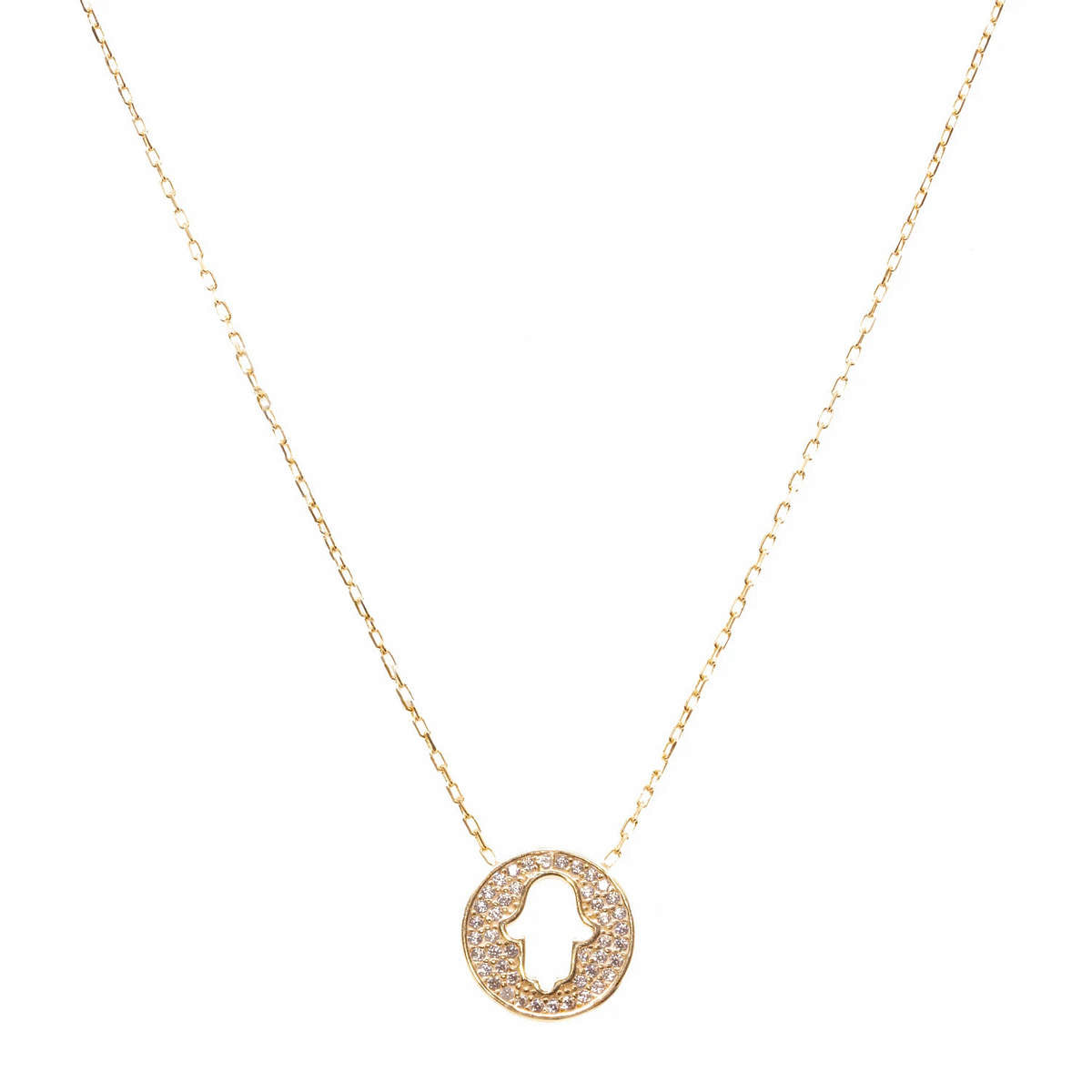 Open Palm Crystal Pave Pendant