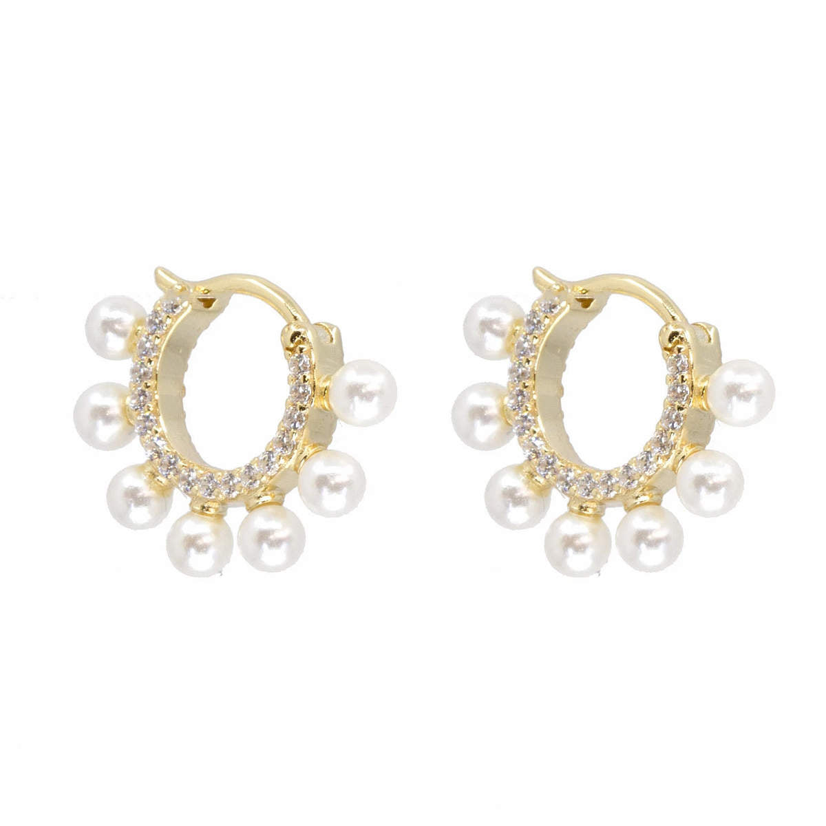 Pearl and Crystal Halo Hoops