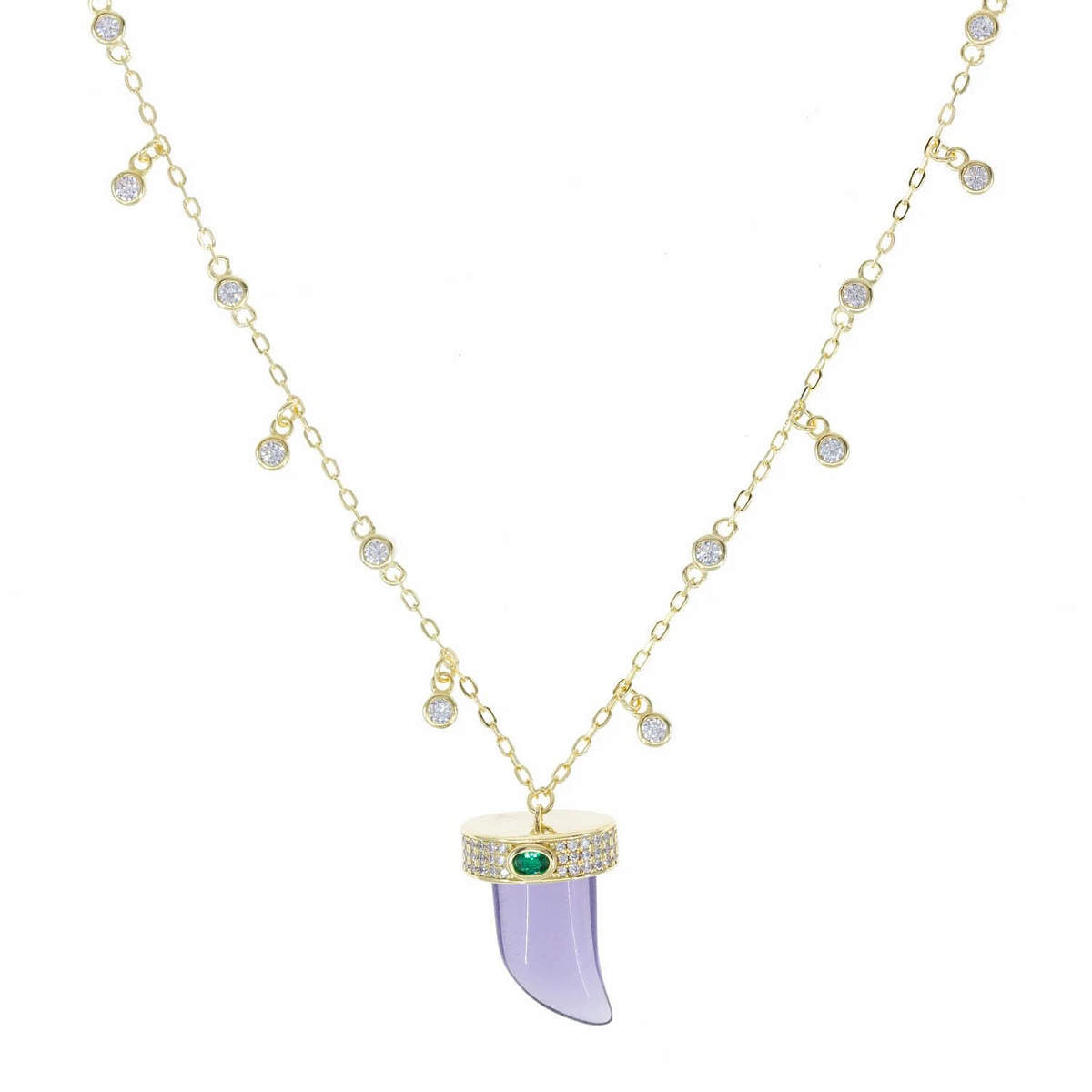 Tiger Tooth Necklace in Amethyst