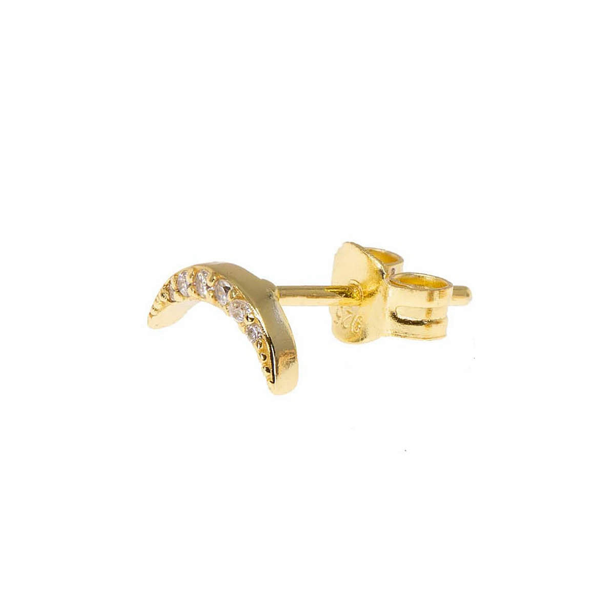 New Crescent Moon Stud in Crystal Clear