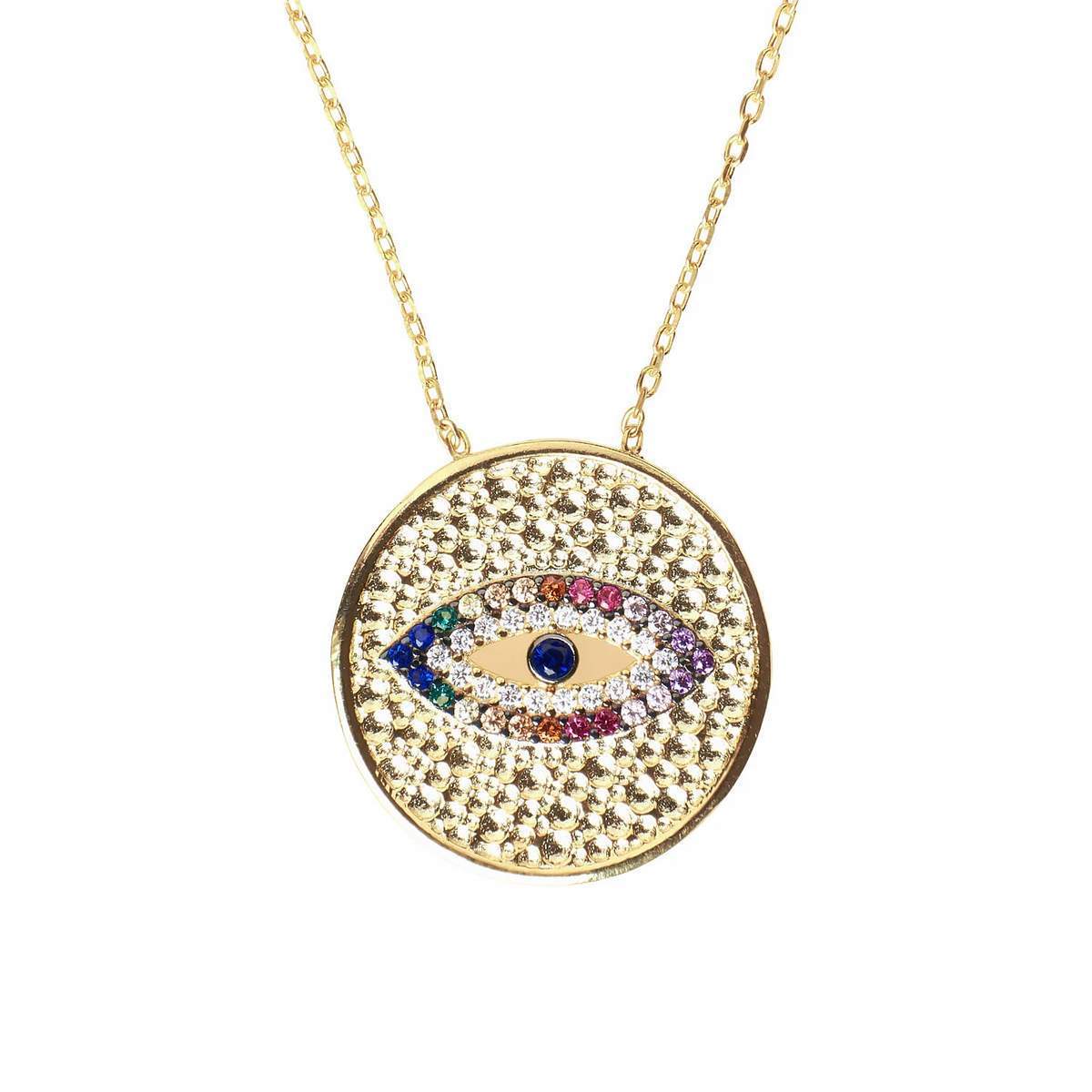 Antique Disk Evil Eye Necklace