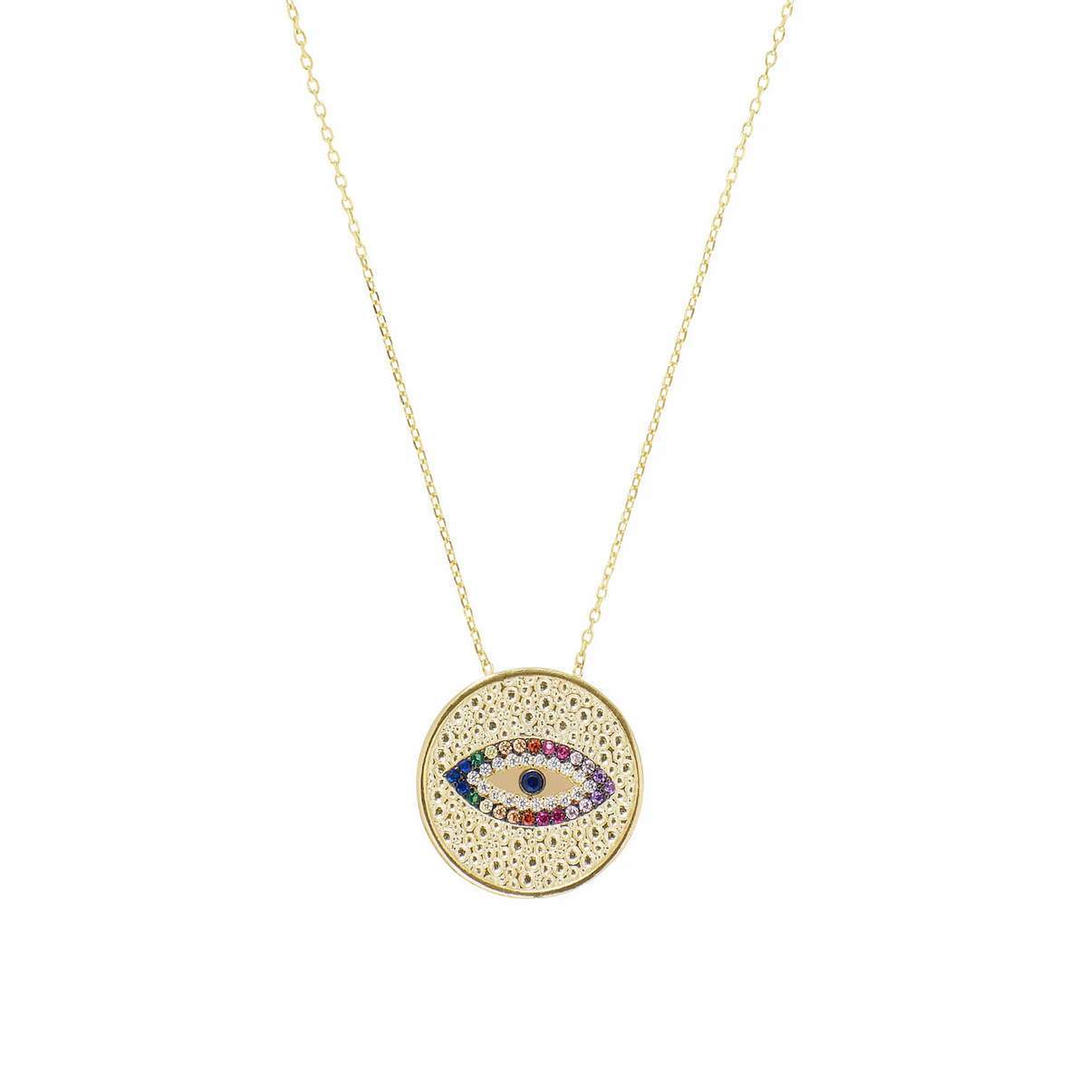 Antique Disk Evil Eye Necklace