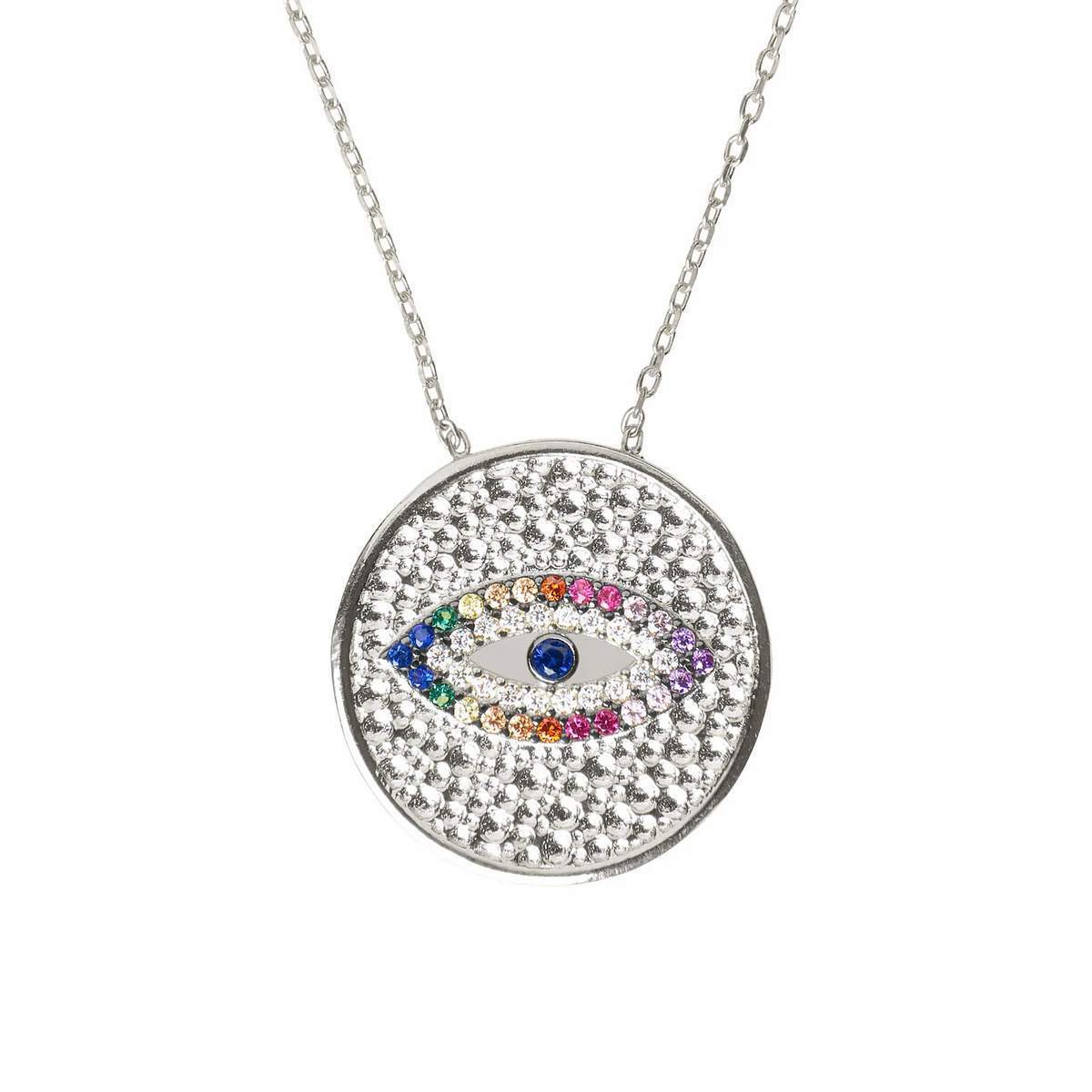 Antique Disk Evil Eye Necklace