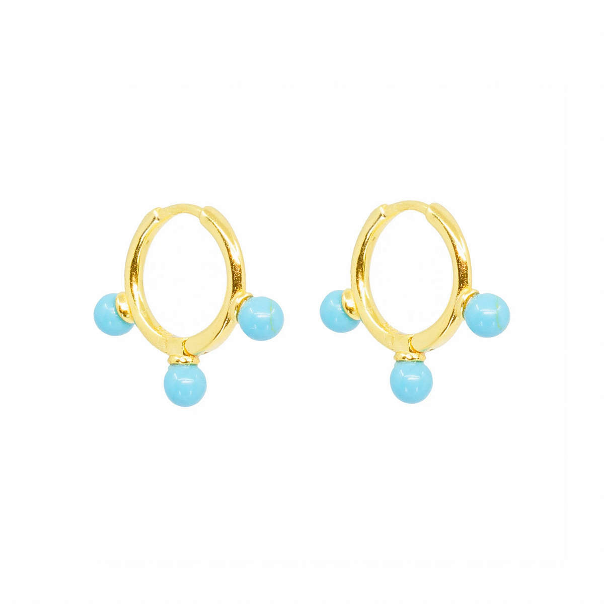 Turquoise Ball Mini Hoops