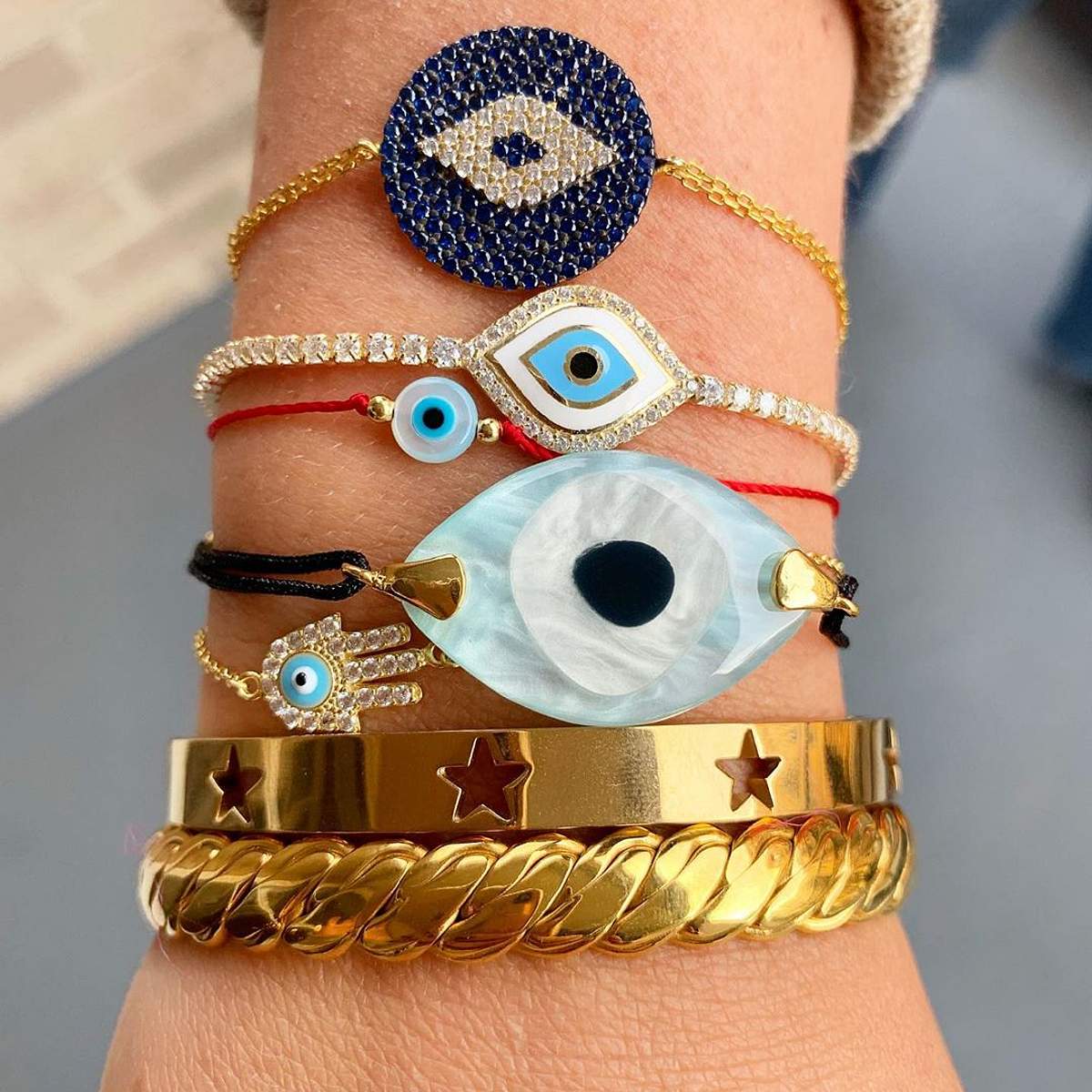 Evil Eye Cord Bracelet in Red