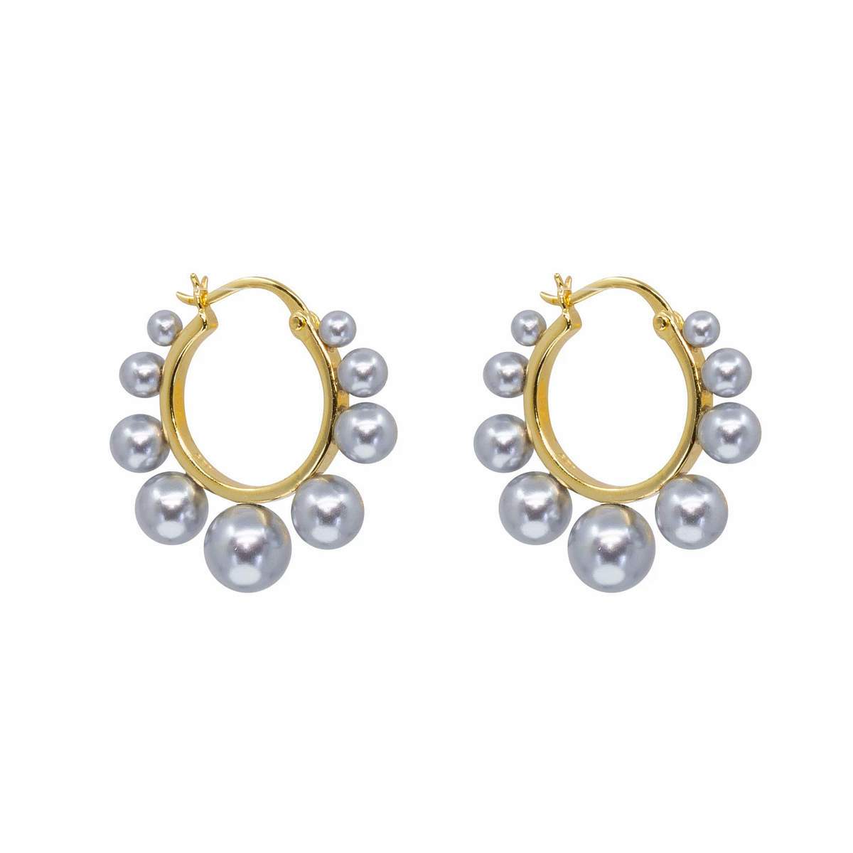 Chrome Pearl Halo Hoops