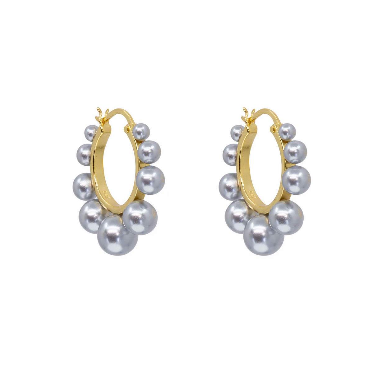 Chrome Pearl Halo Hoops