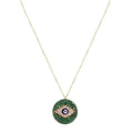 Green Seeker Evil Eye Disk Necklace
