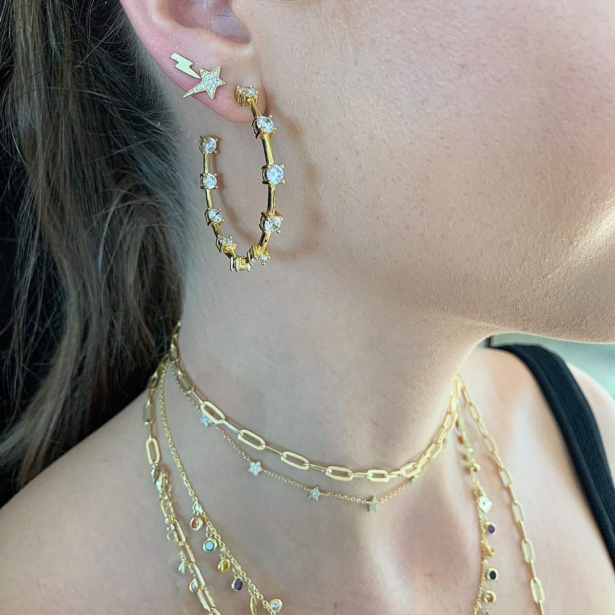 Crystal Studded Hoops