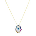 Colorful Halo Hamsa Necklace