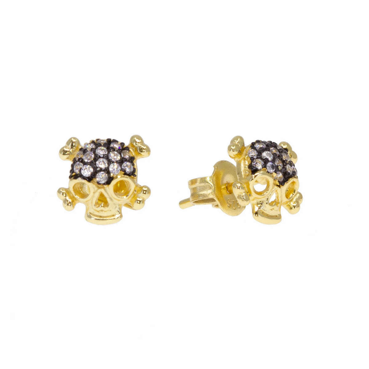 Sparkle Skull Mini Stud in Onyx