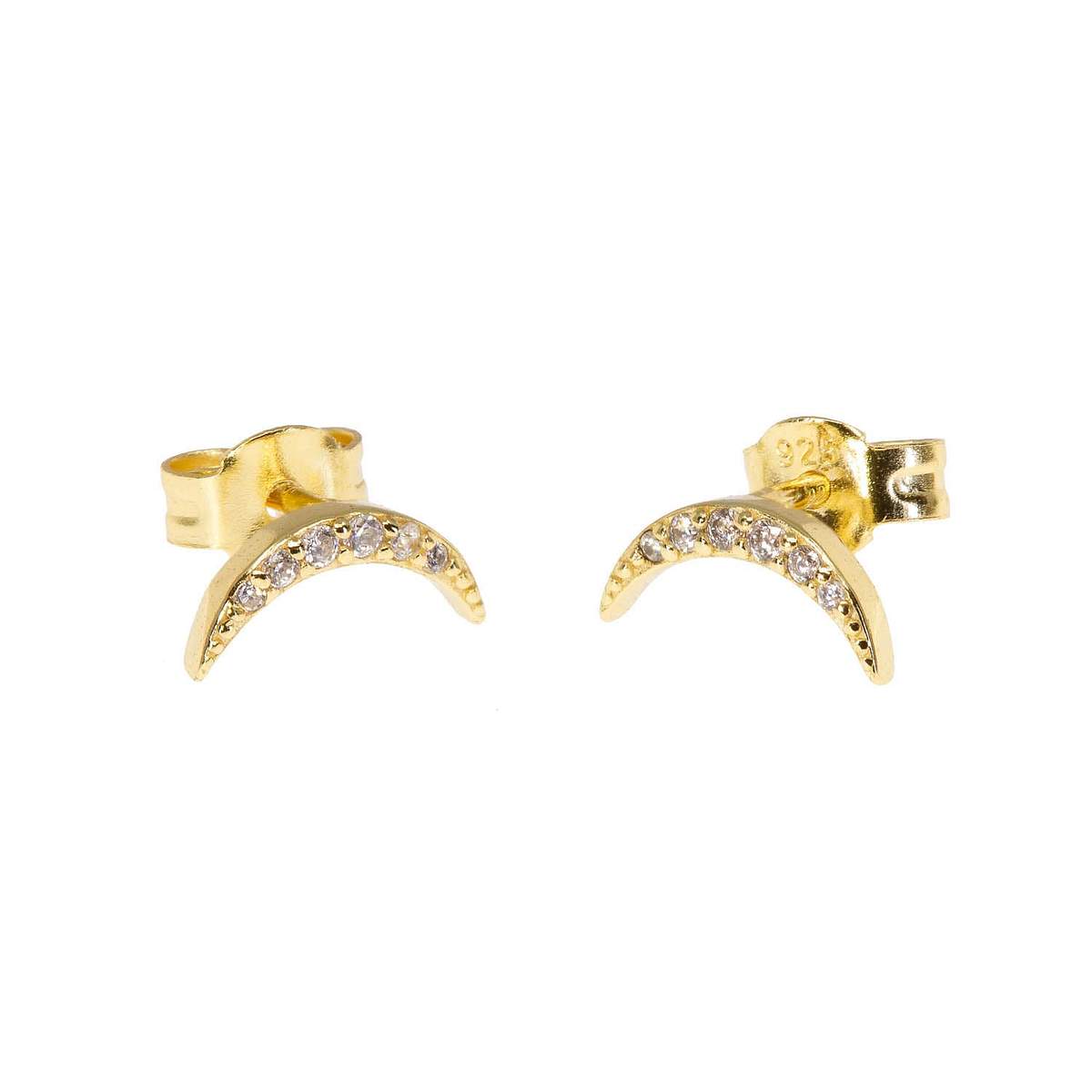 New Crescent Moon Stud in Crystal Clear