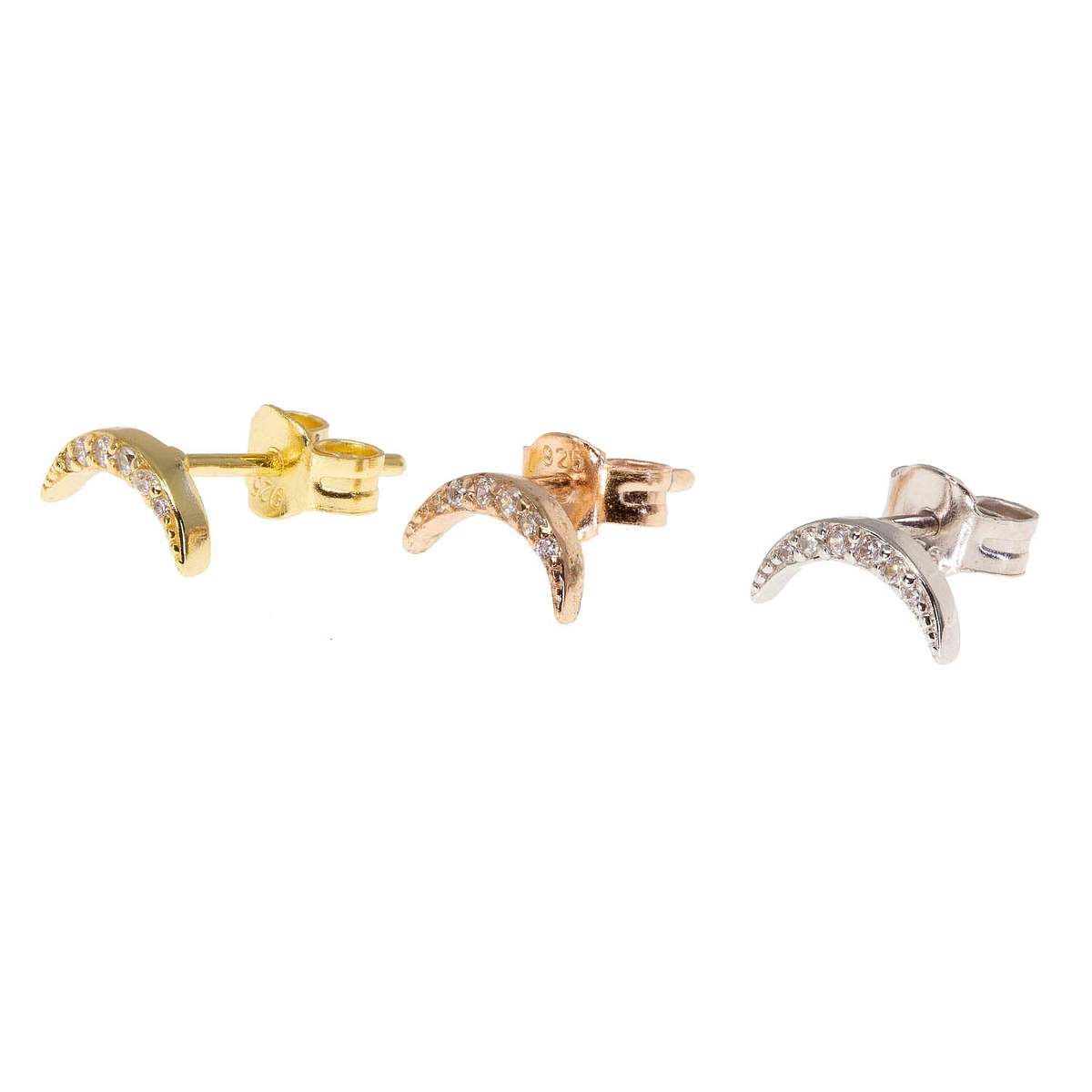 New Crescent Moon Stud in Crystal Clear