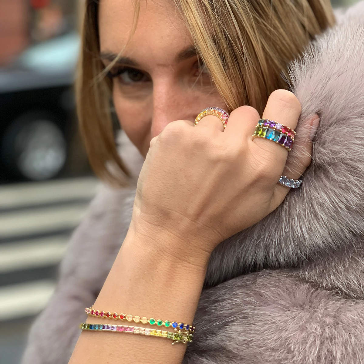 Ombre Rainbow Infinity Ring