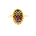 Antique Rainbow Pave Disk Ring