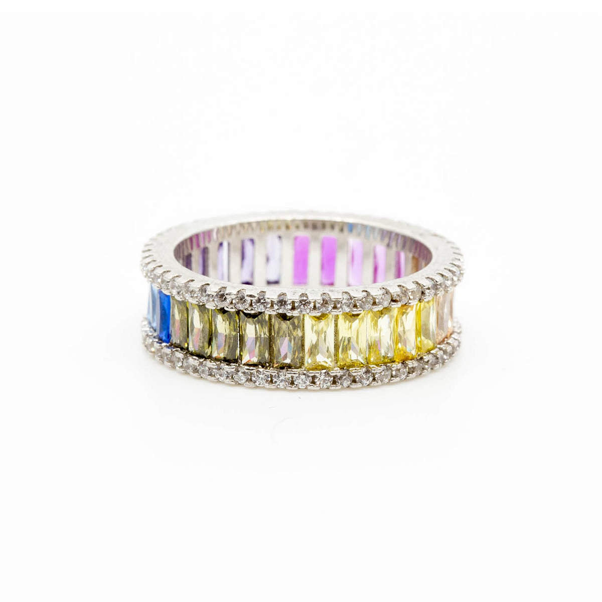 Thin Rainbow Halo Ring