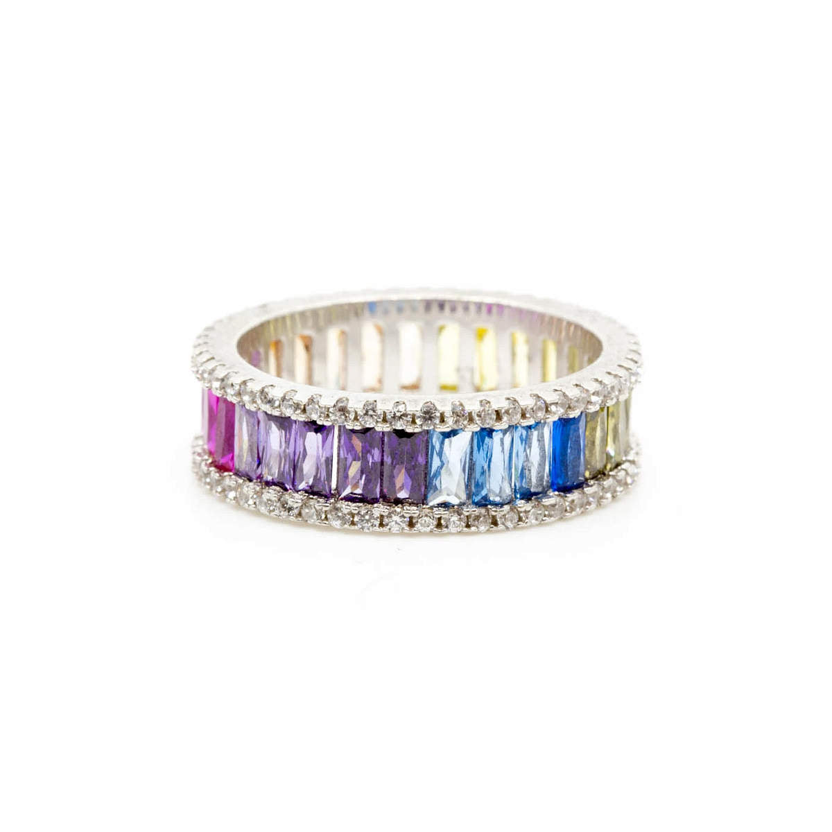 Thin Rainbow Halo Ring