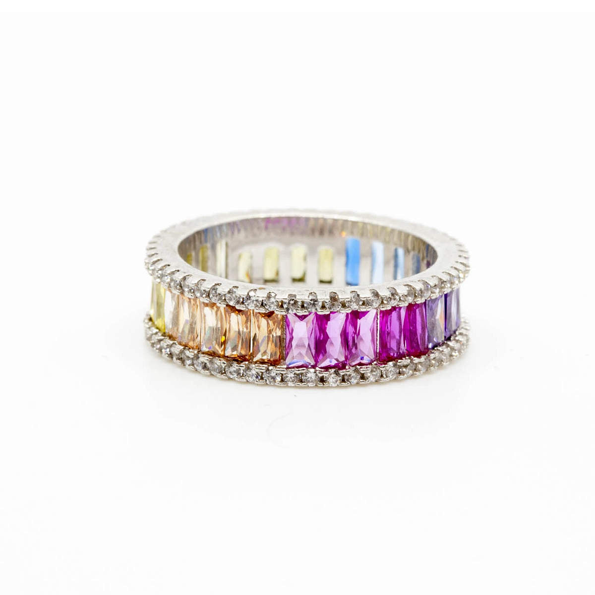 Thin Rainbow Halo Ring