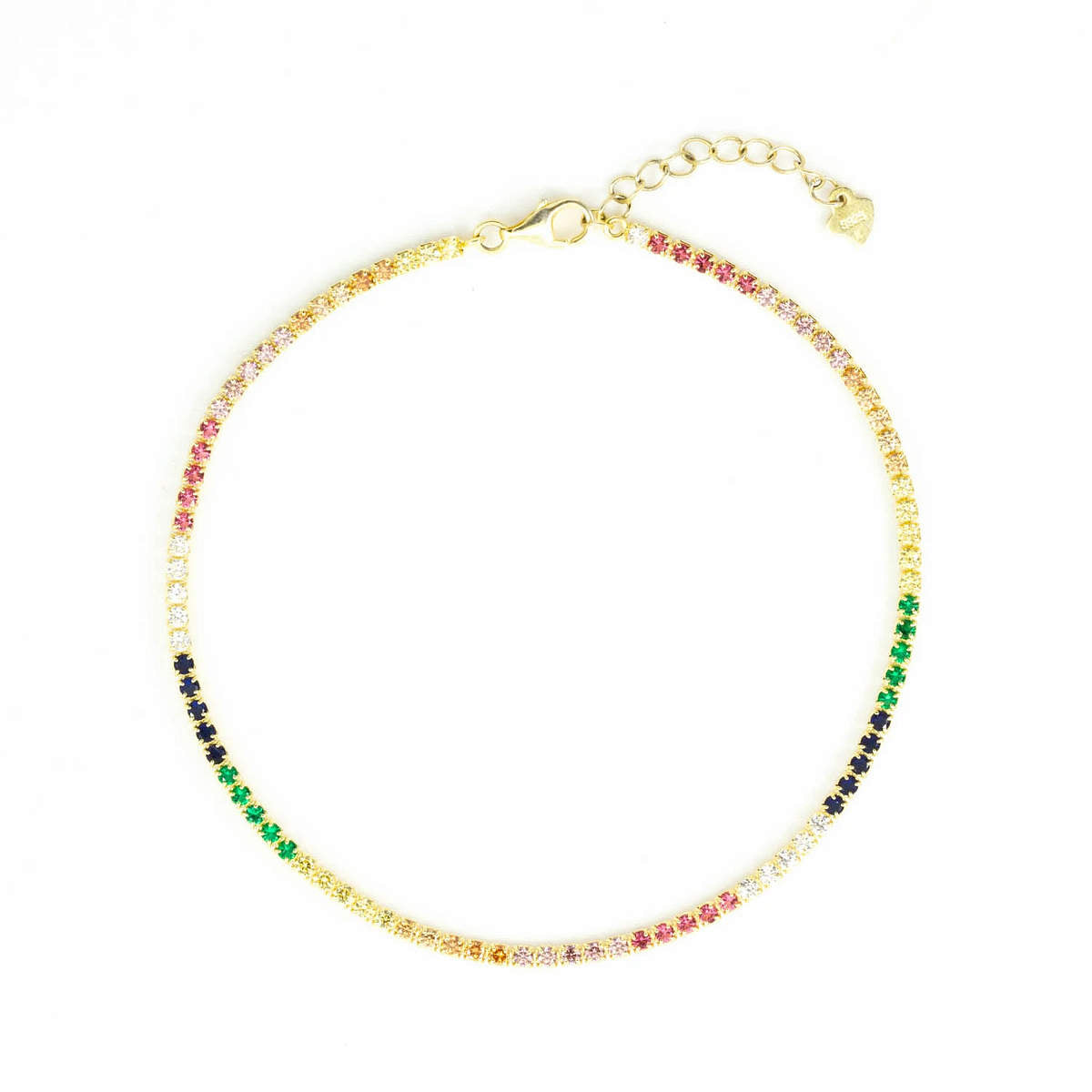Rainbow Crystal Tennis Anklet