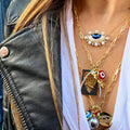 Pearl and Crystal Halo Evil Eye Pendant