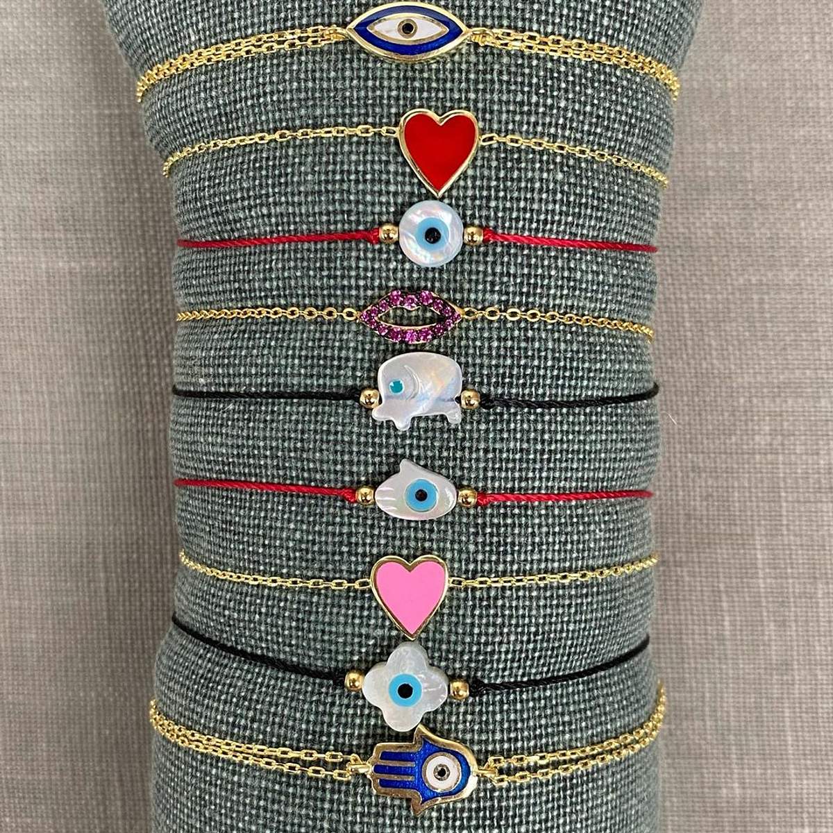 Elephant Evil Eye Cord Bracelet in Black