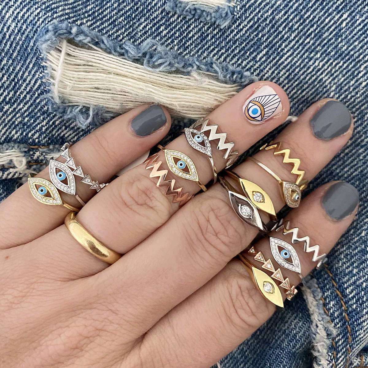 Evil Eye Pave Ring