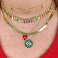 Green Seeker Evil Eye Disk Necklace