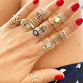 Antique Rainbow Pave Disk Ring
