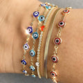All-Seeing Evil Eye Anklet in Dark Blue