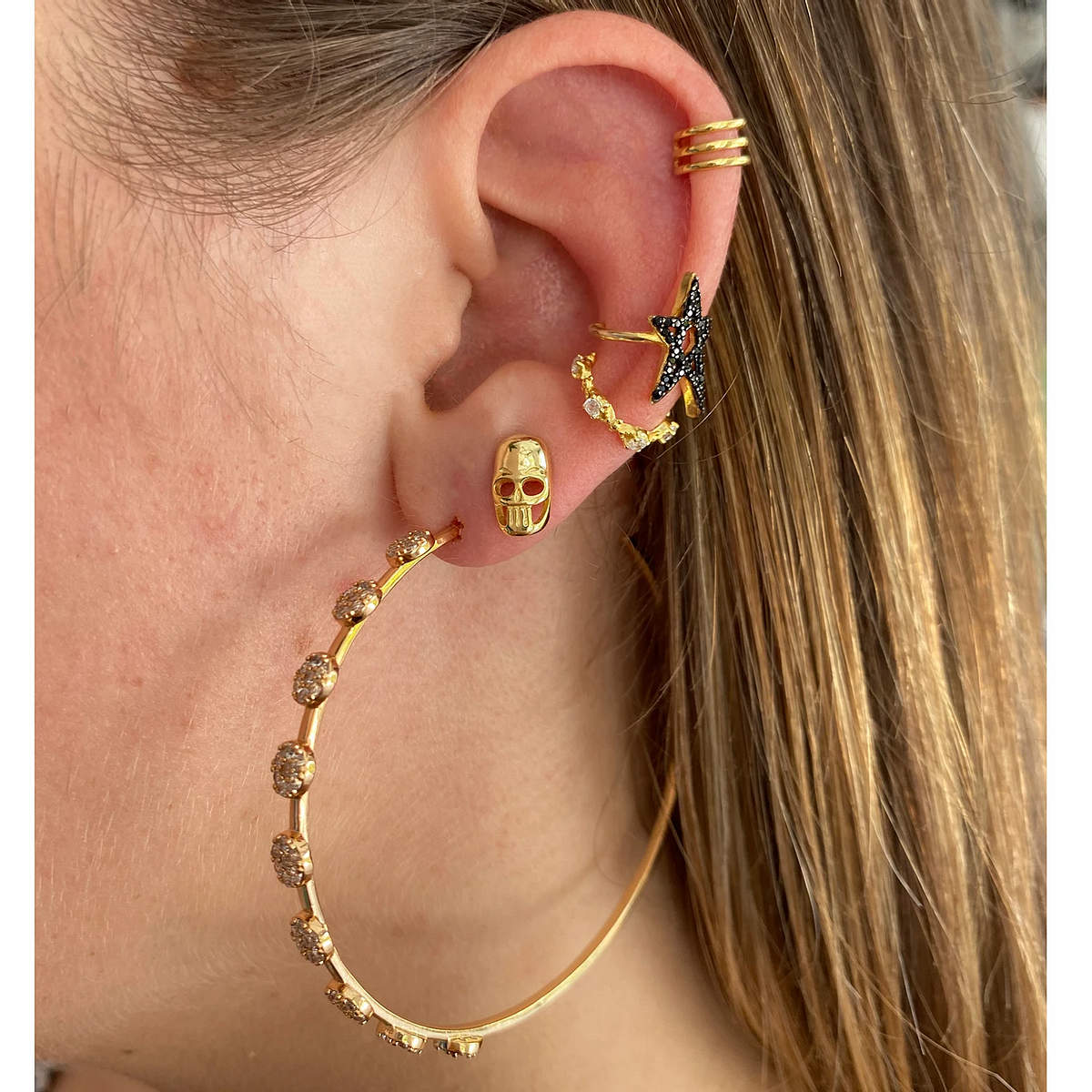 Golden Skull Mini Stud
