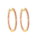 Small Ruby Pave Gold Hoops
